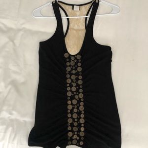 Black Embellished lace Tank Top